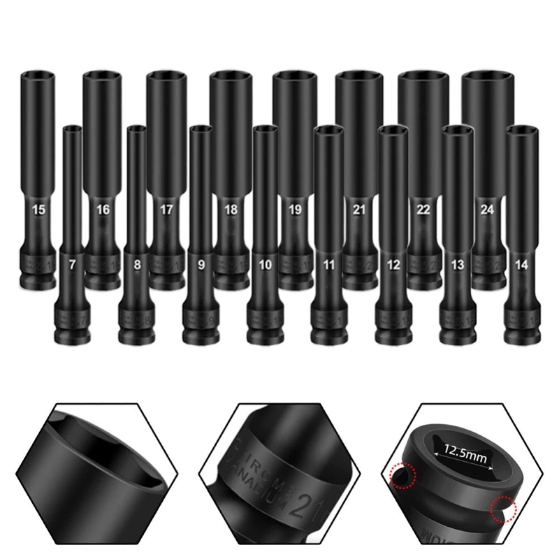 [Top Value] Đầu Vặn Ốc Lục Giác 8-24mm Thép CRV - CHOME Loại 1/2 dài 128mm