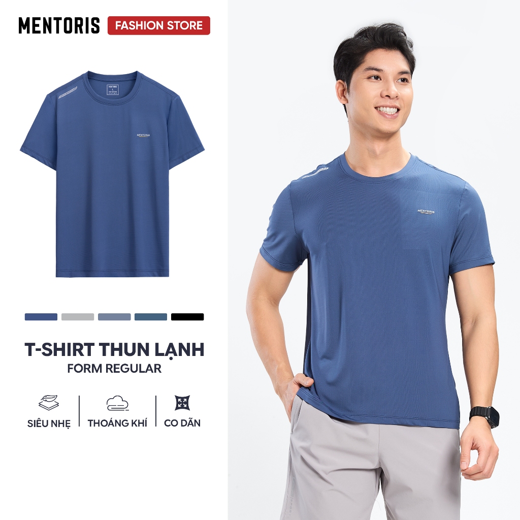 Áo thể thao nam cổ tròn ngắn tay MENTORIS, chất vải coolmax thông hơi siêu mát và thoáng khí MTS01