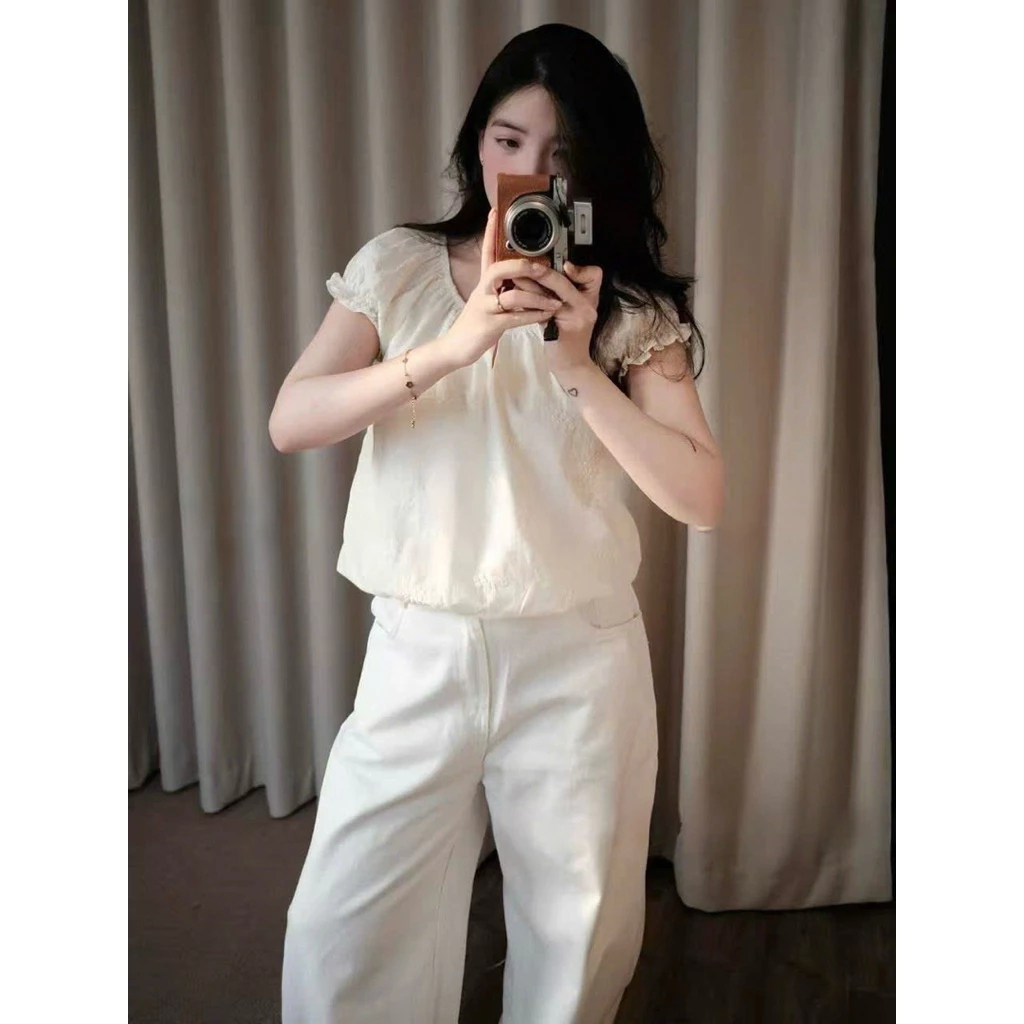 [Hàng Sẵn, L1] Áo Babydoll Dáng Bí Babie Ngắn Tay Thêu Hoa Bun222 | BigBuy360 - bigbuy360.vn