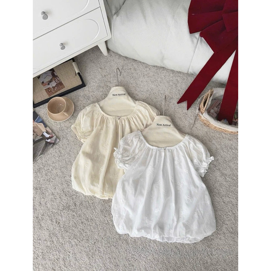 [Hàng Sẵn, L1] Áo Babydoll Dáng Bí Babie Ngắn Tay Thêu Hoa Bun222 | BigBuy360 - bigbuy360.vn