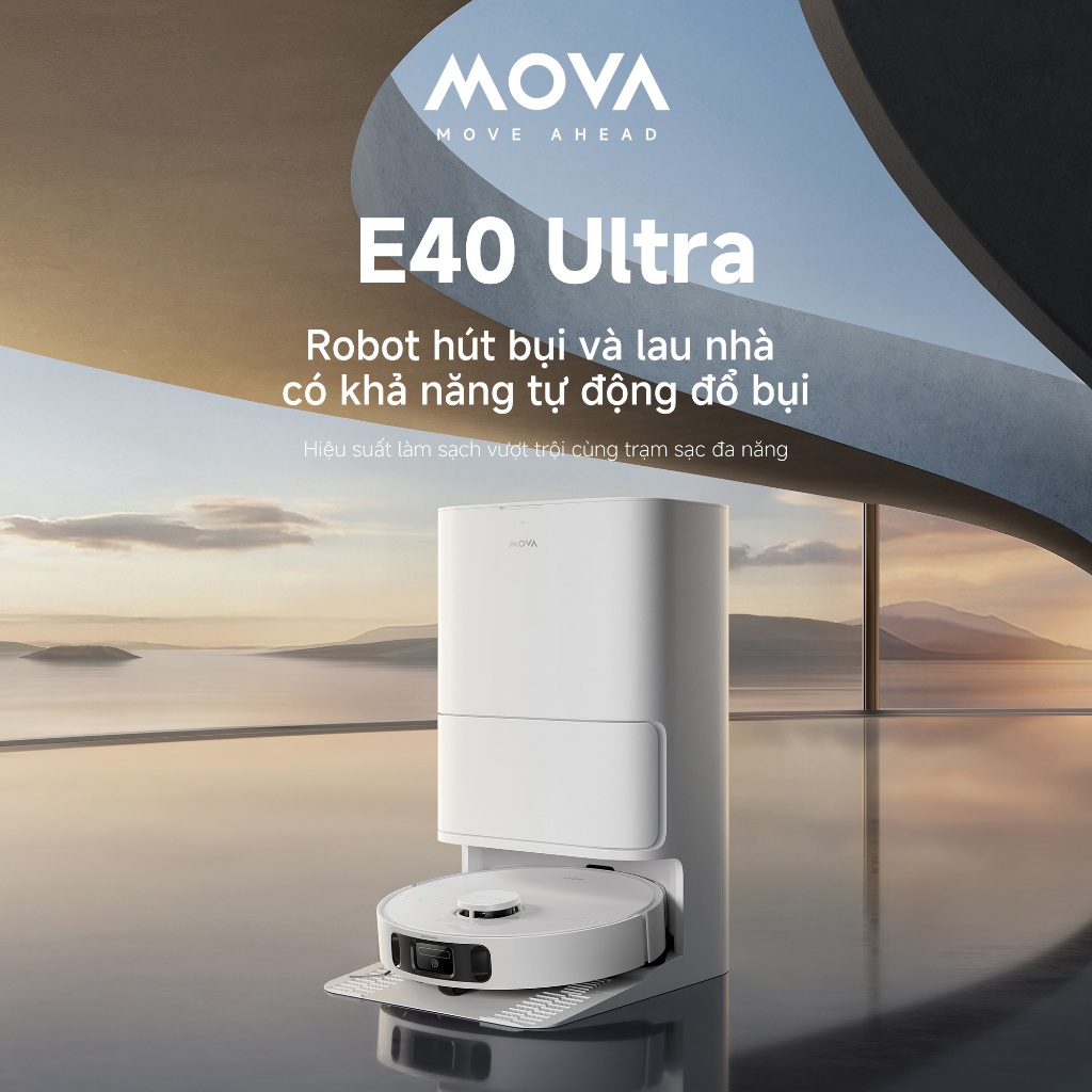 Robot Hút Bụi Lau Nhà Mova E40 Ultra | Lực Hút 19.000Pa | Tự Động Giặt Sấy Giẻ Lau | Bảo Hành 36 Tháng | BigBuy360 - bigbuy360.vn