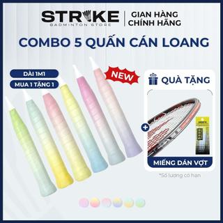 Combo 5 Quấn Cán Loang Vợt Cầu Lông - Pickleball - Tennis - Dài 1m1 - 10 Màu Sắc - Bám Tay Ổn - StrikeBadmintonStore