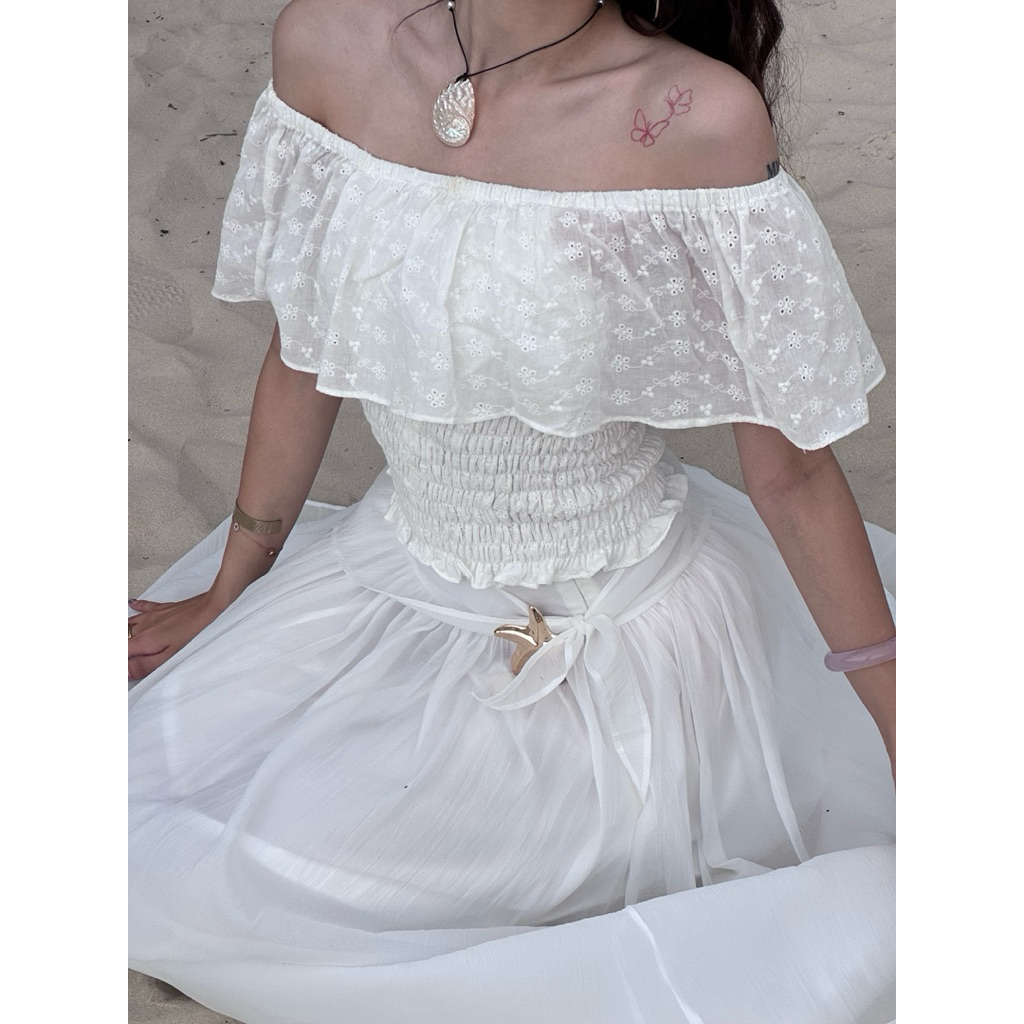 Sugar Crush - Áo trễ vai hoa nhí bèo ngực chất thô boi thoáng mát - Lily Top