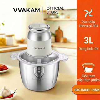 VVAKAM Máy xay thịt đa năng 3L Cối Thủy 300W dao Thép không gỉ máy say thịt ăn dặm cho bé tỏi ớt lưỡi
