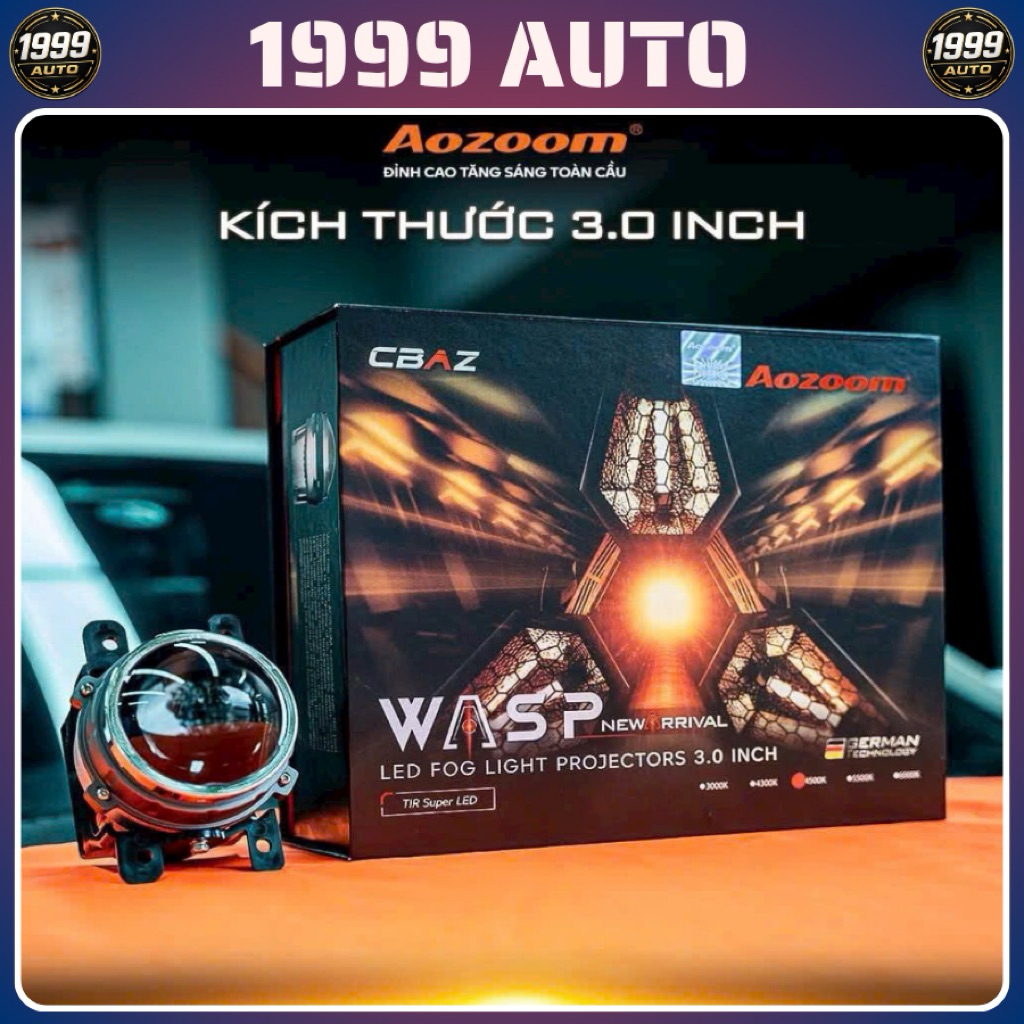 Đèn bi gầm AOZOOM WASP 3.0 inch nhiệt màu 4500k, công suất 45/55W, bảo hành 3 năm