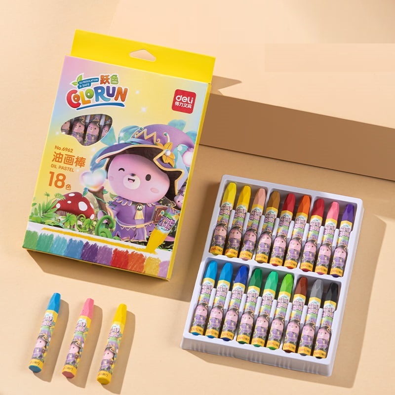 Bút Sáp Dầu Deli 6961 / 6962 – 12 Màu & 18 Màu
