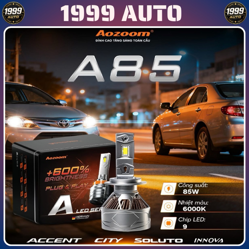 Bóng led siêu sáng AOZOOM A85/A65/A45 bảo hành 3 năm, phù hợp mọi dòng xe(giá 1 cặp)