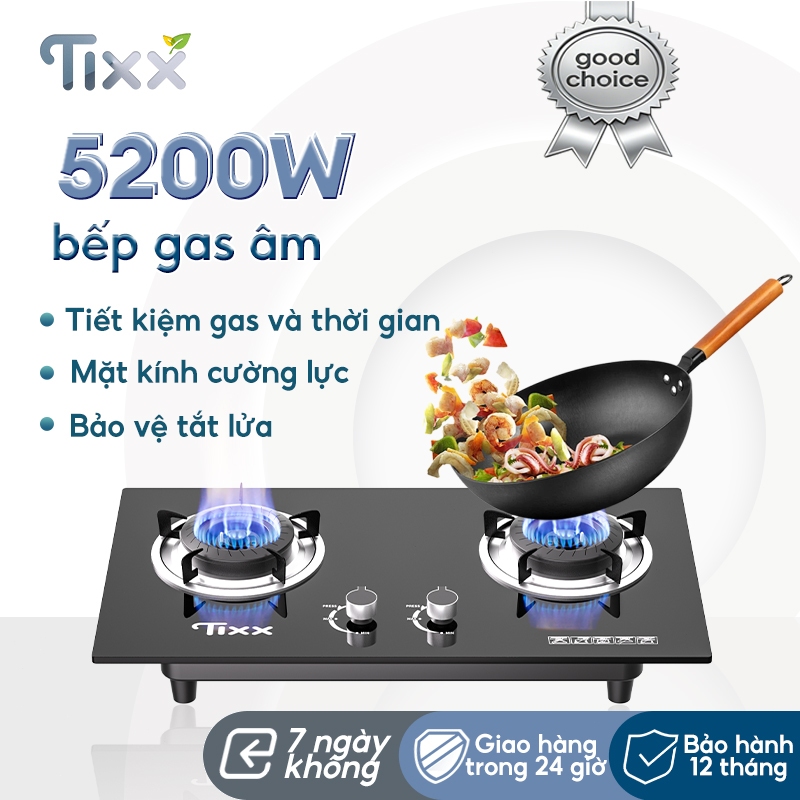 TIXX Bếp ga âm bếp gas 5200W bếp gas đôi Bếp Gas Dương Kính
