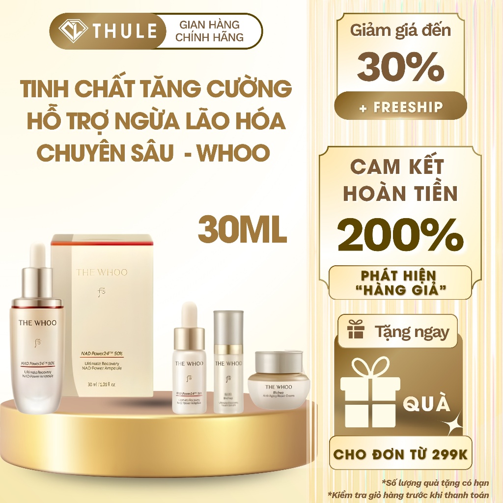 THE WHOO Tinh Chất Tăng Cường The Whoo Bichup Ultimate Recovery NAD Power Ampoule (30ml)