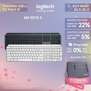 Bàn phím không dây Logitech MX Keys S - Low Profile yên tĩnh, Đèn nền, Bluetooth, Sạc USB-C