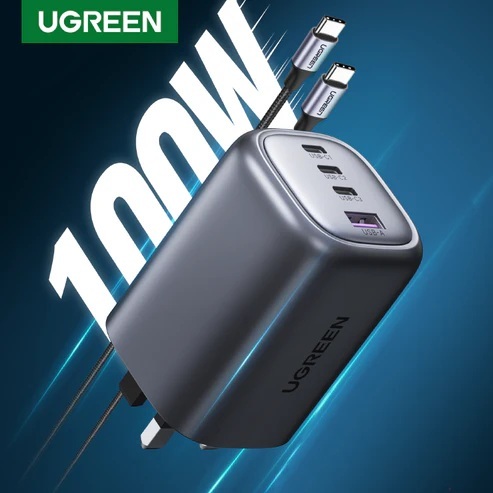 Bộ Sạc Nhanh Ugreen 40749 - 100W - 4 Cổng Sạc - GaN Infinity - Tặng Kèm Dây Sạc 2M Bọc Dù 100W