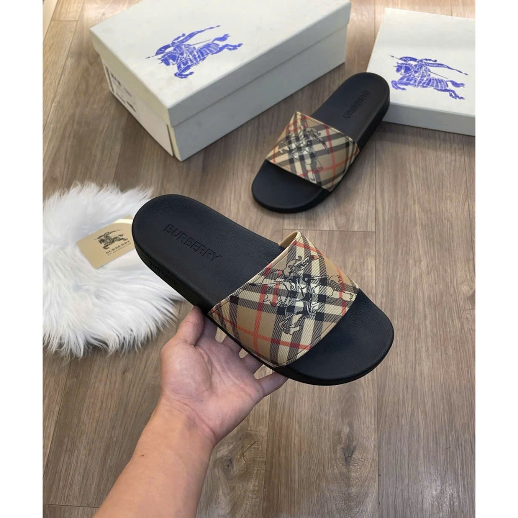Dép Nam Burberry quai ngang hàng - Dép Lê Quai Ngang BBR Đế Casu Đúc Siêu Đẹp Trend