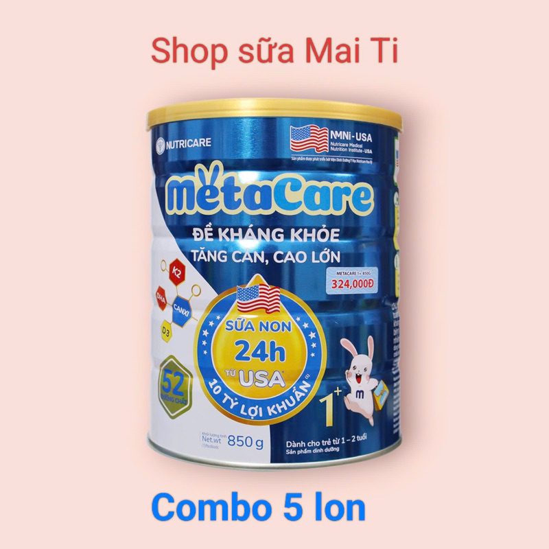 Combo 5 lon Metacare Xanh 1+ lon 850g