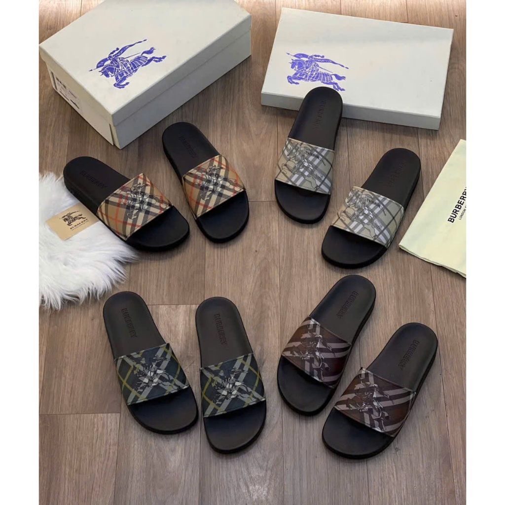 Dép Nam Burberry quai ngang hàng - Dép Lê Quai Ngang BBR Đế Casu Đúc Siêu Đẹp Trend