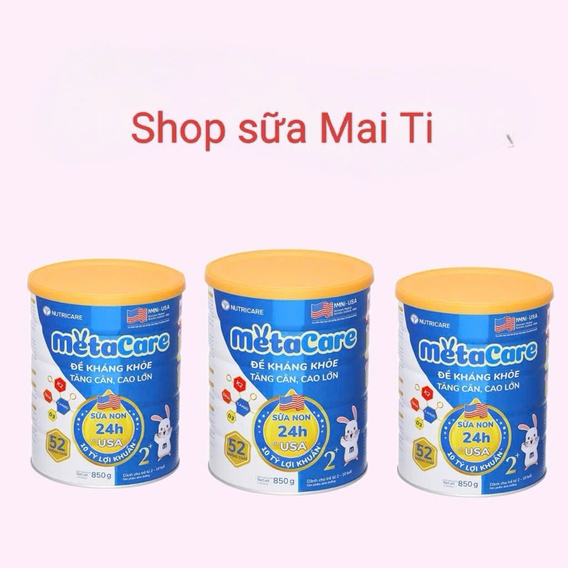 Combo 3 lon Metacare Xanh 2+ lon 850g có quà