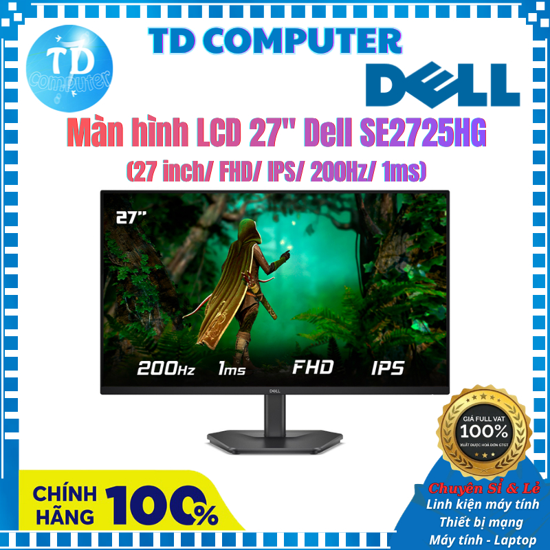 Màn hình LCD 27" Dell SE2725HG (27 inch/ FHD/ IPS/ 200Hz/ 1ms) - Hàng chính hãng FPT phân phối