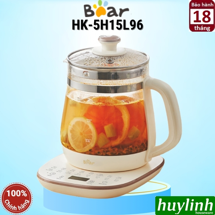 Ấm đun nước - Bình pha trà đa năng Bear HK-5H15L96 - 16 chức năng tiếng Việt - 1.5 lít