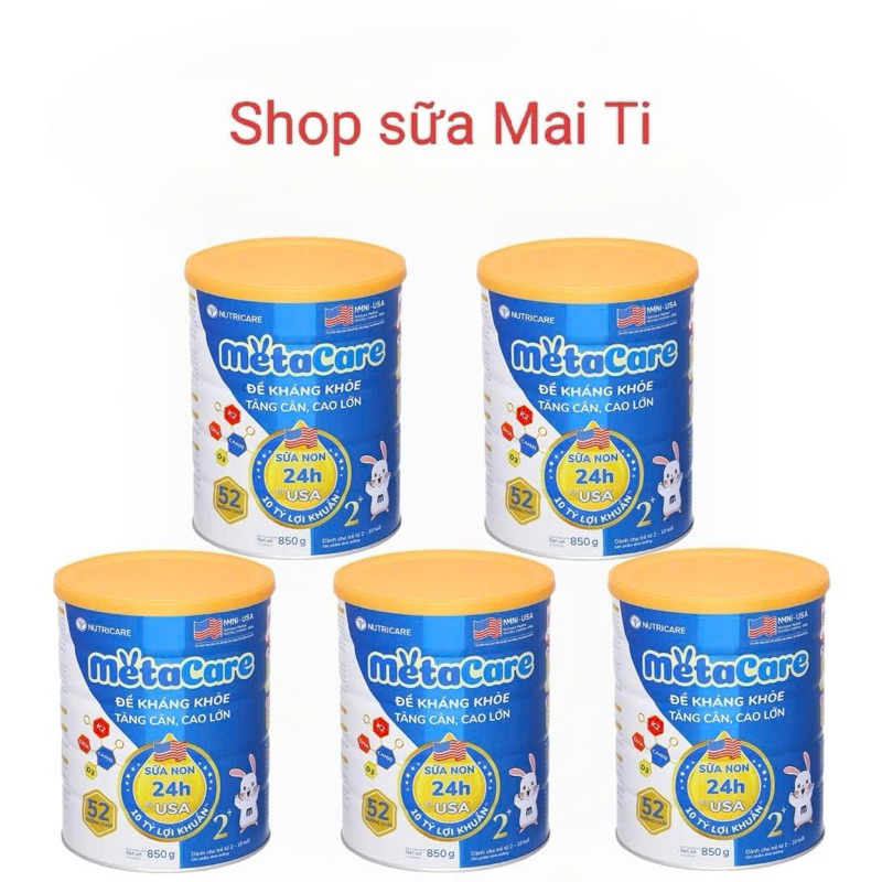 Combo 5 lon Metacare Xanh 2+ lon 850g