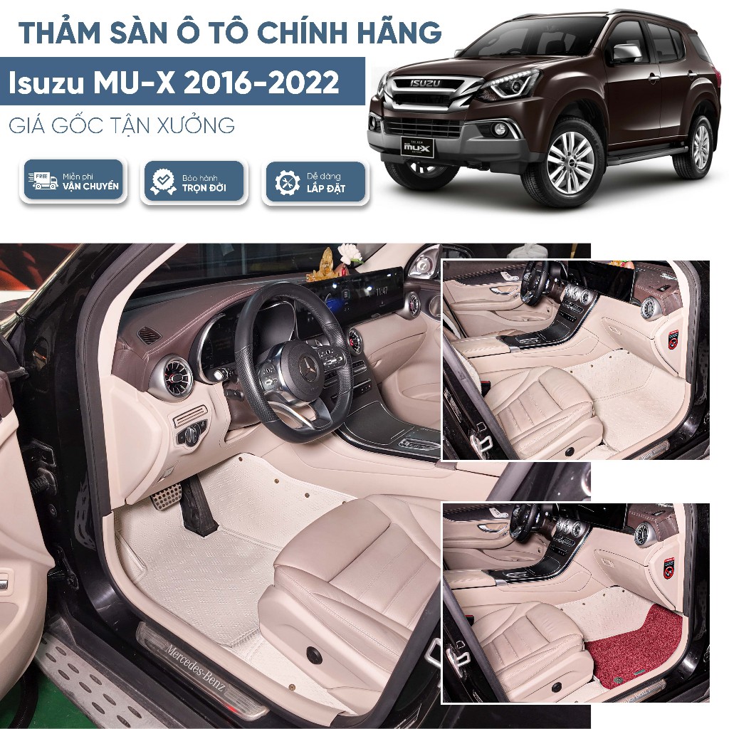 Thảm sàn 6D Isuzu MU-X 2016-2022  Chính hãng - Chuẩn theo xe - BH trọn đời