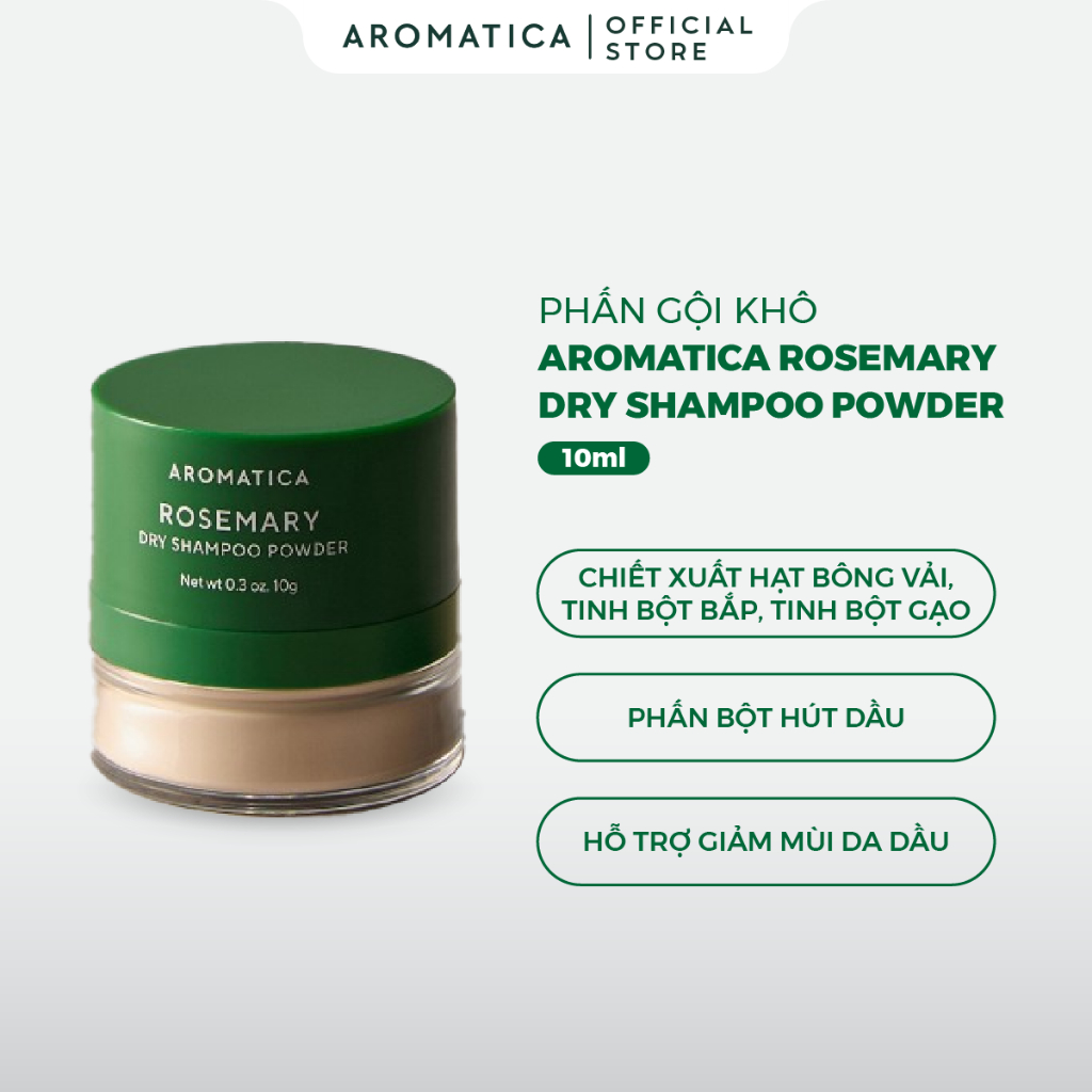 Phấn Gội Khô Hương Thảo AROMATICA Rosemary Dry Shampoo Powder 10g