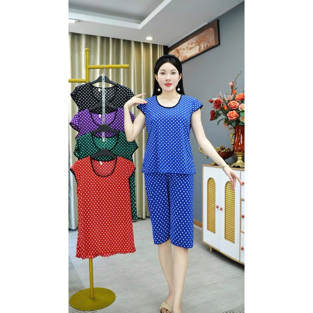 Đồ bộ nữ tay ngắn quần lửng vải thun lạnh mềm mát
