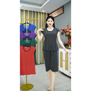 Đồ bộ nữ tay ngắn quần lửng vải thun lạnh mềm mát