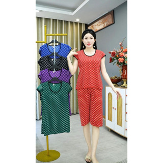 Đồ bộ nữ tay ngắn quần lửng vải thun lạnh mềm mát