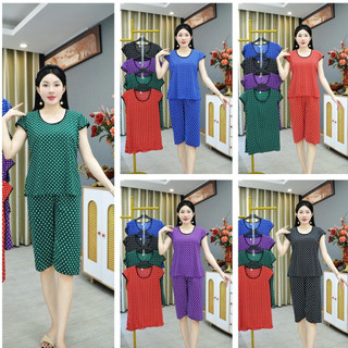 Đồ bộ nữ tay ngắn quần lửng vải thun lạnh mềm mát