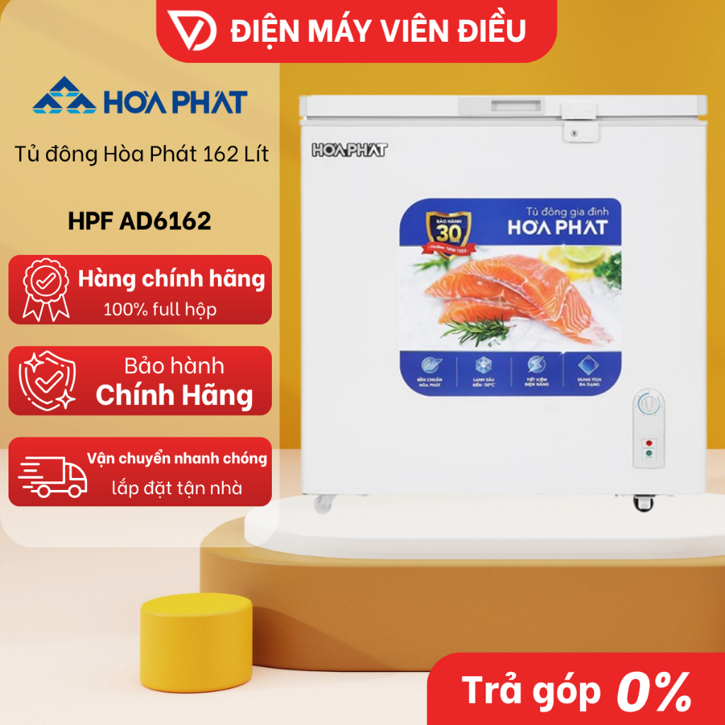 HPF AD6162  - Tủ Đông Hòa Phát 162L HPF AD6162 1 Ngăn Đông Tiết Kiệm Điện [FREESHIP NGHỆ AN]