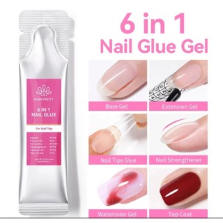 Glue gel 6 in 1 BORN PRETTY(15ml)-Sơn gel liên kết 6 in 1, base,nối úp cứng móng, top loang, top coat-Gel đắp UV Sina
