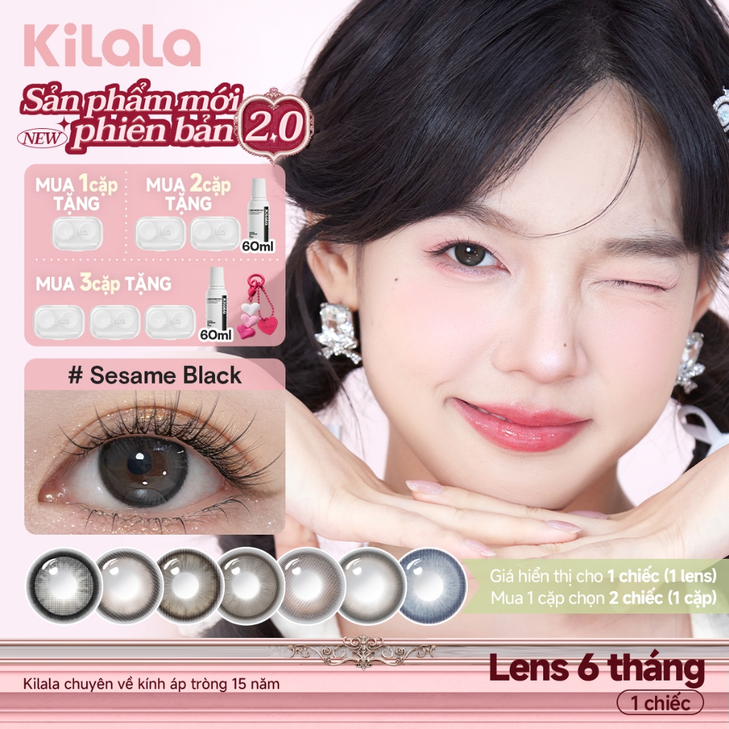 [ 2 chiếc lens  ] Kính áp tròng Kilala màu nâu Doll Collection  DIA  14.5mm lens cận 6 tháng có độ 0