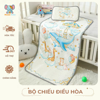 (TẶNG KÈM GỐI) Chiếu Điều Hoà Cao Su Non Tặng Kèm Gối Cho Bé In Hình 5D Doomi Baby - HT516