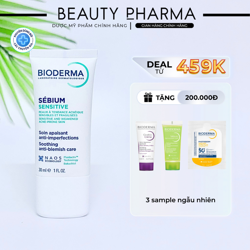 [DATE MỚI-CHÍNH HÃNG] BIODERMA SÉBIUM SENSITIVE - Kem dưỡng làm dịu da, cấp ẩm và giảm mụn cho da nh
