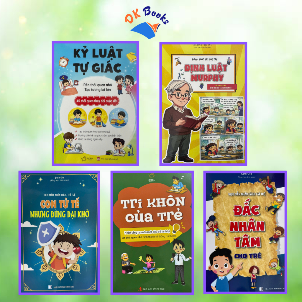 Sách - Combo 5 cuốn sách Kỷ Luật Tự Giác + Trí Khôn Của Trẻ + Đắc Nhân Tâm Cho Trẻ + Tử Tế + Định Luật Murphy