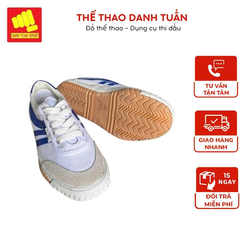 Giày Vải Thượng Đình, Giày vải Asean, Giày Bata, Màu Trắng Sọc Xanh, Đế Kếp