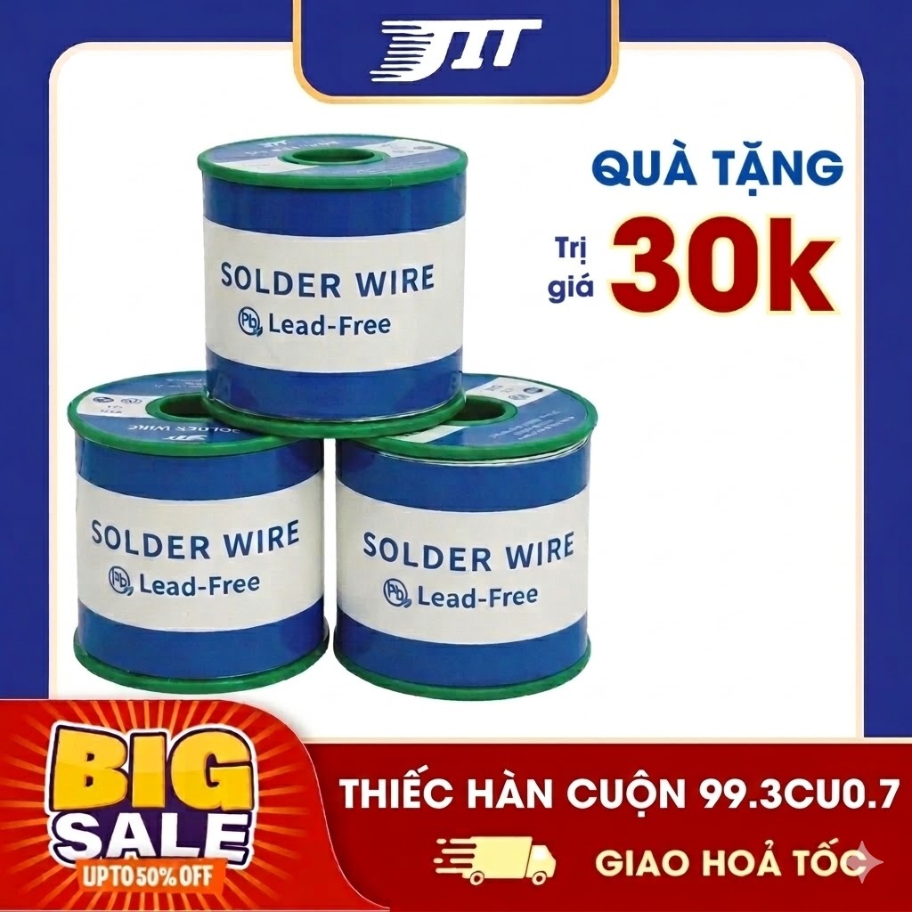 Thiếc Hàn Không Chì JIT Sn99.3Cu0.7 – Dây Hàn 0.8mm/1mm – Cuộn 1Kg
