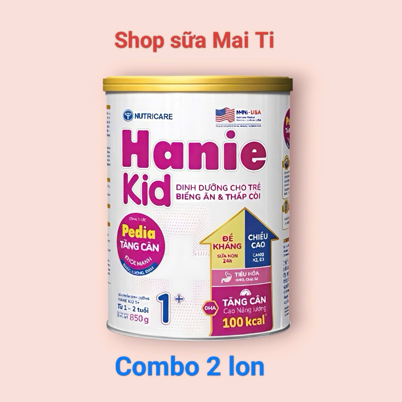 Combo 2 lon Nutricare Hanie Kid 1+ lon 850g