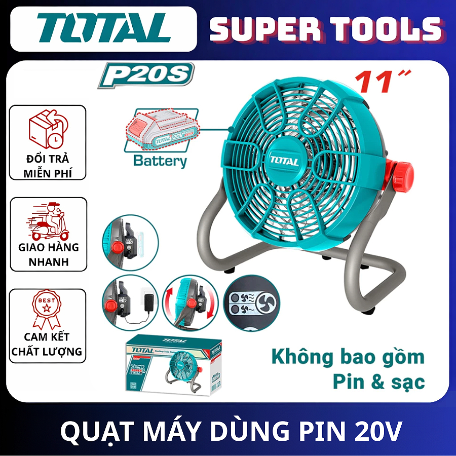 TOTAL Quạt máy dùng pin 20V TFALI2002 <HÀNG CHÍNH HÃNG>