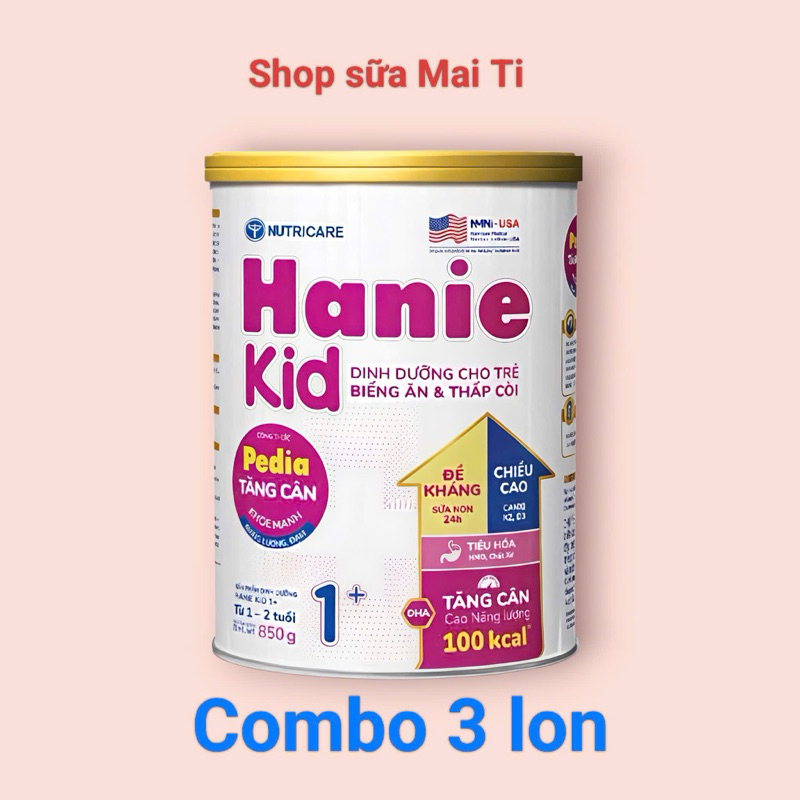 Combo 3 lon Nutricare Hanie Kid 1+ 850g