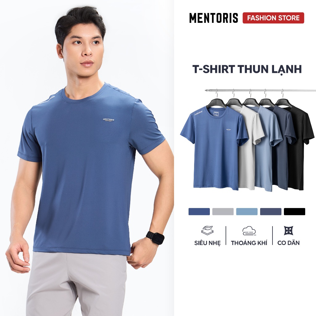 Áo thun thể thao nam cổ tròn Mentoris, Vải thun lạnh thông hơi thoáng khí Siêu mát MTS01