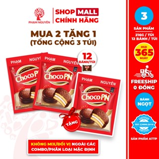 [MUA 2 TẶNG 1] Tổng cộng 3 Túi Bánh phủ socola Choco PN Phạm Nguyên - Thương Hiệu Việt 216g | Đồ ăn vặt
