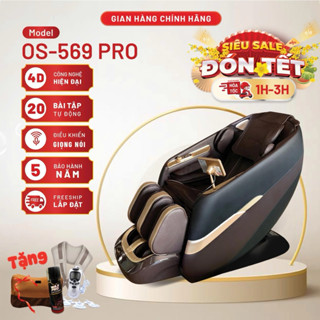 [4D con lăn silicon di chuyển] Ghế massage toàn thân OS-569 Pro thiết kế chân ốp nhựa, điều khiển giọng nói dễ dàng