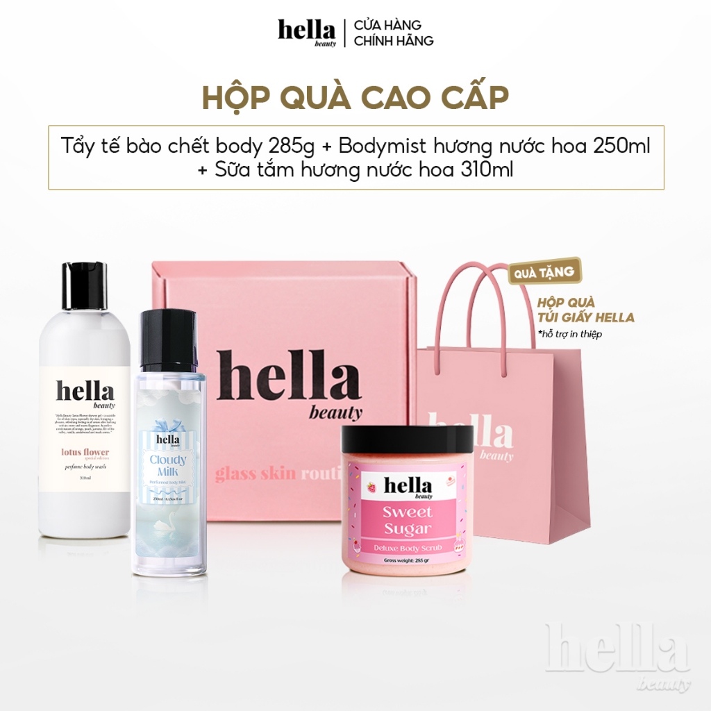 Hộp quà 3 món Combo chăm sóc toàn thân Tẩy tế bào chết body + Bodymist 250ml + Sữa tắm hương nước hoa 310g