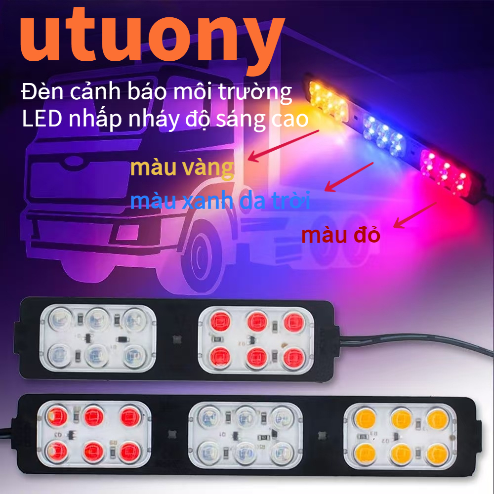 Đèn nháy đỏ và xanh dương, đèn nháy trên nóc xe, đèn cảnh báo đa năng cho ô tô, nguồn điện 12V/24V
