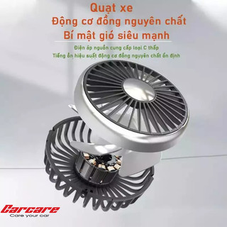 Quạt sau ghế cho ô tô, Quạt đôi cắm USB gắn sau ghế xe hơi xoay 360 độ có tích hợp đèn LED