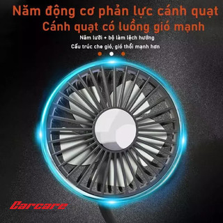 Quạt sau ghế cho ô tô, Quạt đôi cắm USB gắn sau ghế xe hơi xoay 360 độ có tích hợp đèn LED