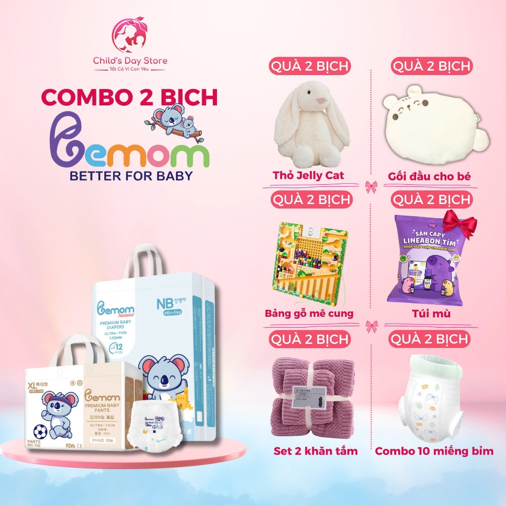 (Tặng Quà) COMBO 2 bịch Bemom Summer/ Bemom Plus Hàn Quốc Quần/Dán Đủ Size. Childs Day Store