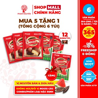 [MUA 5 TẶNG 1] Tổng cộng 6 Túi Bánh phủ socola Choco PN Phạm Nguyên - Thương Hiệu Việt 216g | Đồ ăn vặt