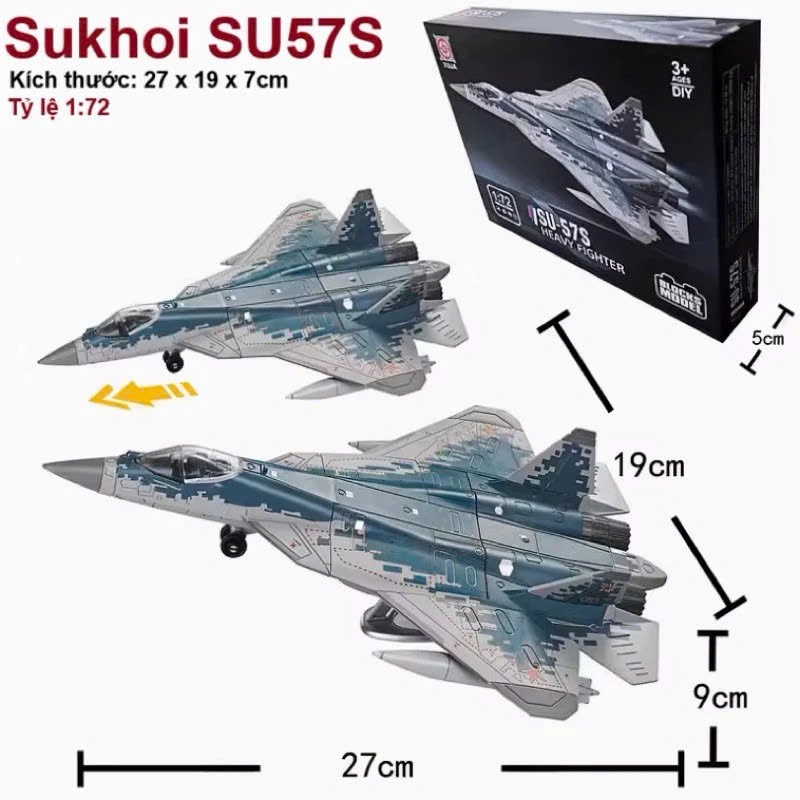 Mô hình lắp ráp MHQS tỷ lệ 1:72 Máy bay Su57 Heavy Fighter (Xuja)