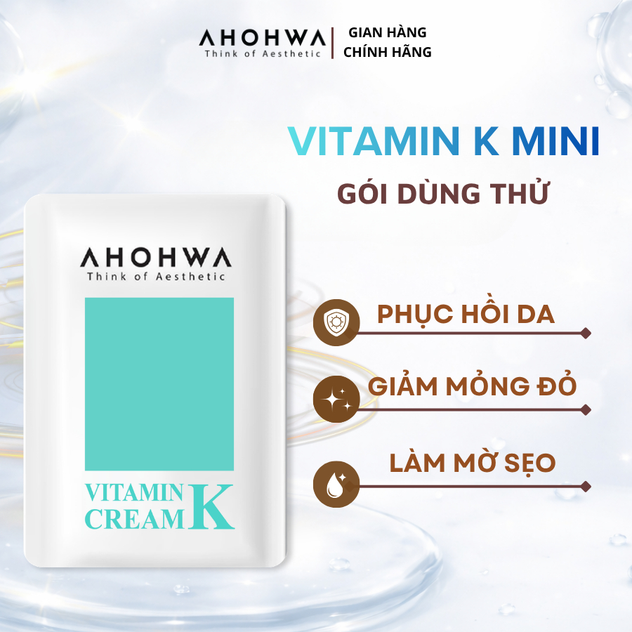 [Gói Mini Dùng Thử] Kem dưỡng phục hồi da Ahohwa Vitamin K Cream giảm mụn, phục hồi da